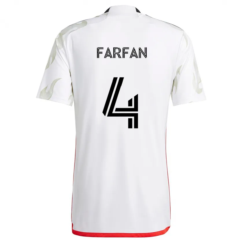 Danxen Enfant Maillot Marco Farfán #4 Blanc Rouge Noir Tenues Extérieur 2024/25 T-Shirt