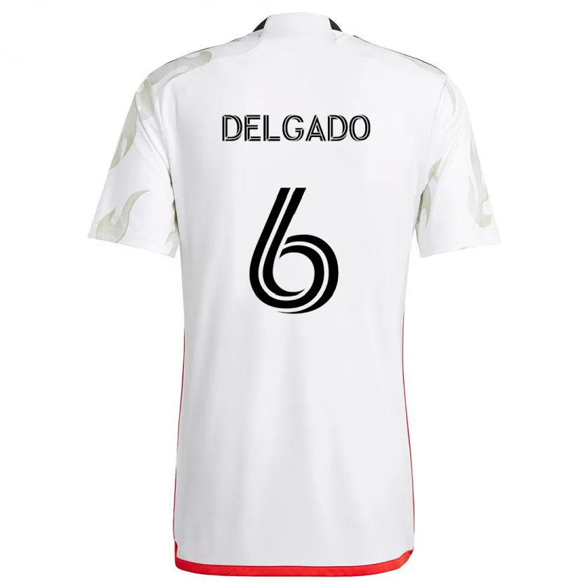 Danxen Enfant Maillot Patrickson Delgado #6 Blanc Rouge Noir Tenues Extérieur 2024/25 T-Shirt