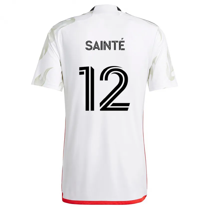 Danxen Enfant Maillot Carl Sainté #12 Blanc Rouge Noir Tenues Extérieur 2024/25 T-Shirt