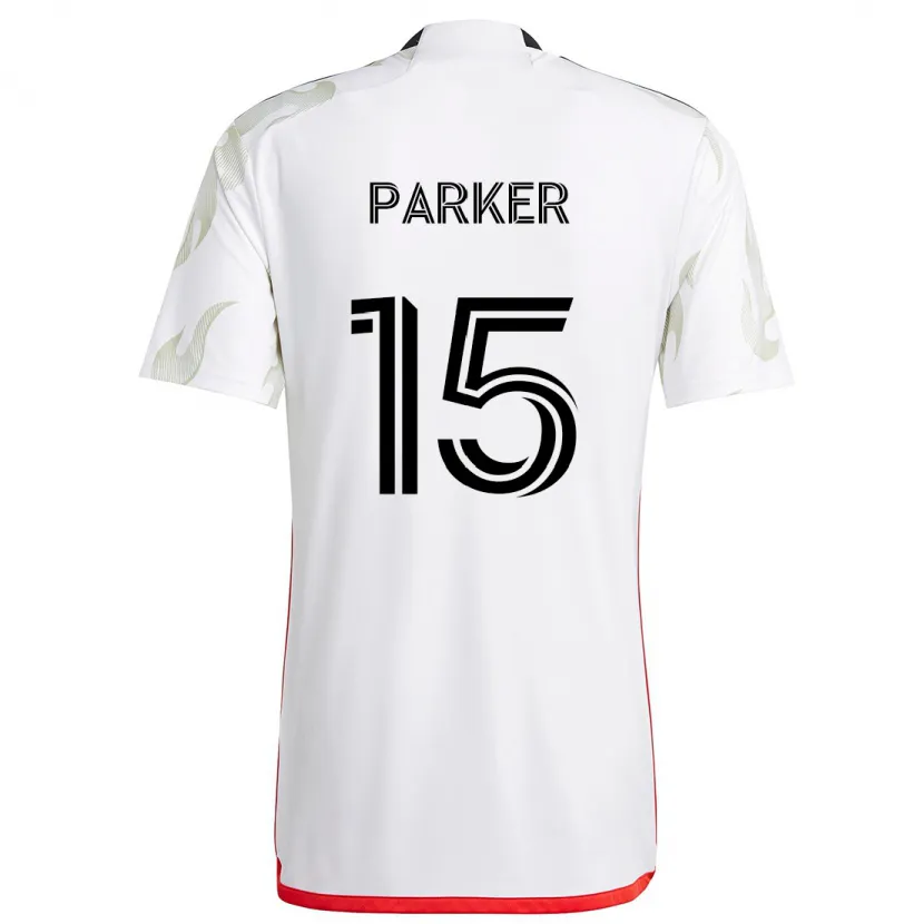 Danxen Enfant Maillot Isaiah Parker #15 Blanc Rouge Noir Tenues Extérieur 2024/25 T-Shirt