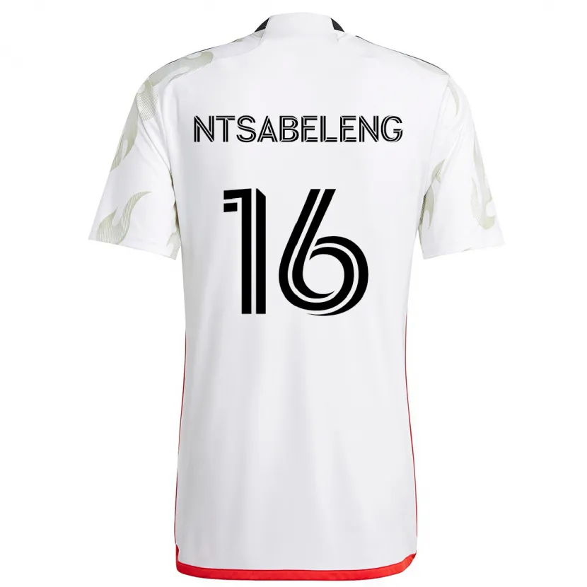 Danxen Enfant Maillot Tsiki Ntsabeleng #16 Blanc Rouge Noir Tenues Extérieur 2024/25 T-Shirt