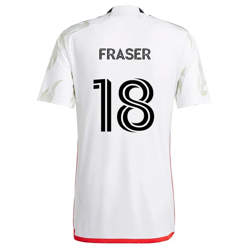 Danxen Enfant Maillot Liam Fraser #18 Blanc Rouge Noir Tenues Extérieur 2024/25 T-Shirt