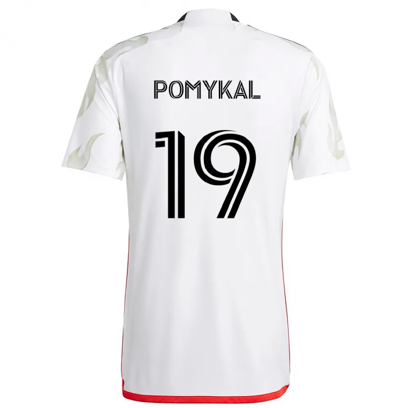 Danxen Enfant Maillot Paxton Pomykal #19 Blanc Rouge Noir Tenues Extérieur 2024/25 T-Shirt