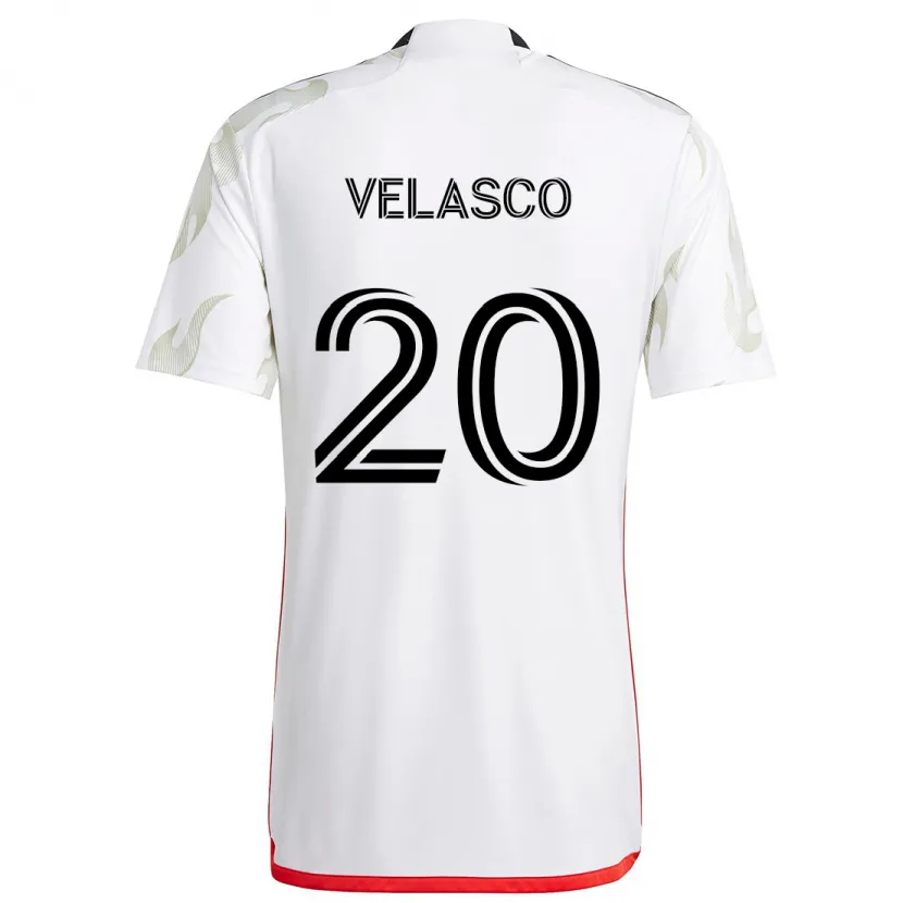 Danxen Enfant Maillot Alan Velasco #20 Blanc Rouge Noir Tenues Extérieur 2024/25 T-Shirt