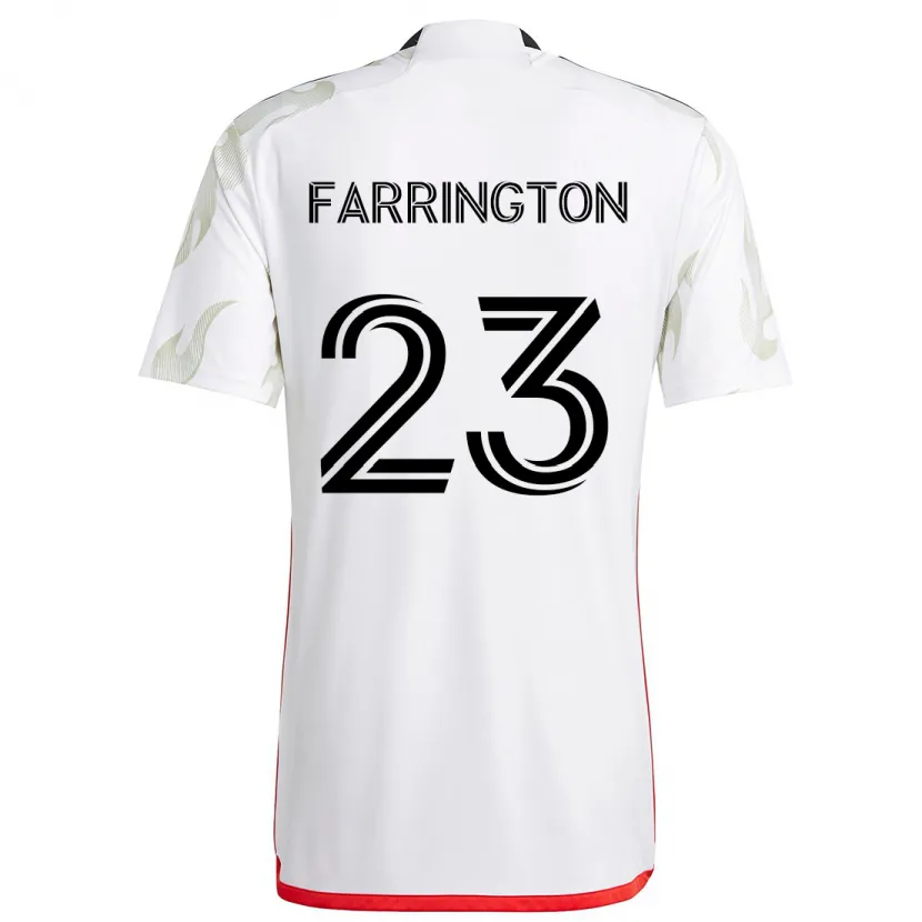 Danxen Enfant Maillot Logan Farrington #23 Blanc Rouge Noir Tenues Extérieur 2024/25 T-Shirt