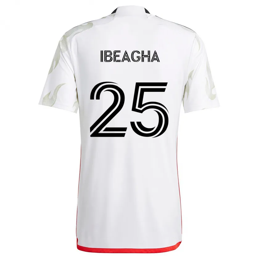 Danxen Enfant Maillot Sebastien Ibeagha #25 Blanc Rouge Noir Tenues Extérieur 2024/25 T-Shirt