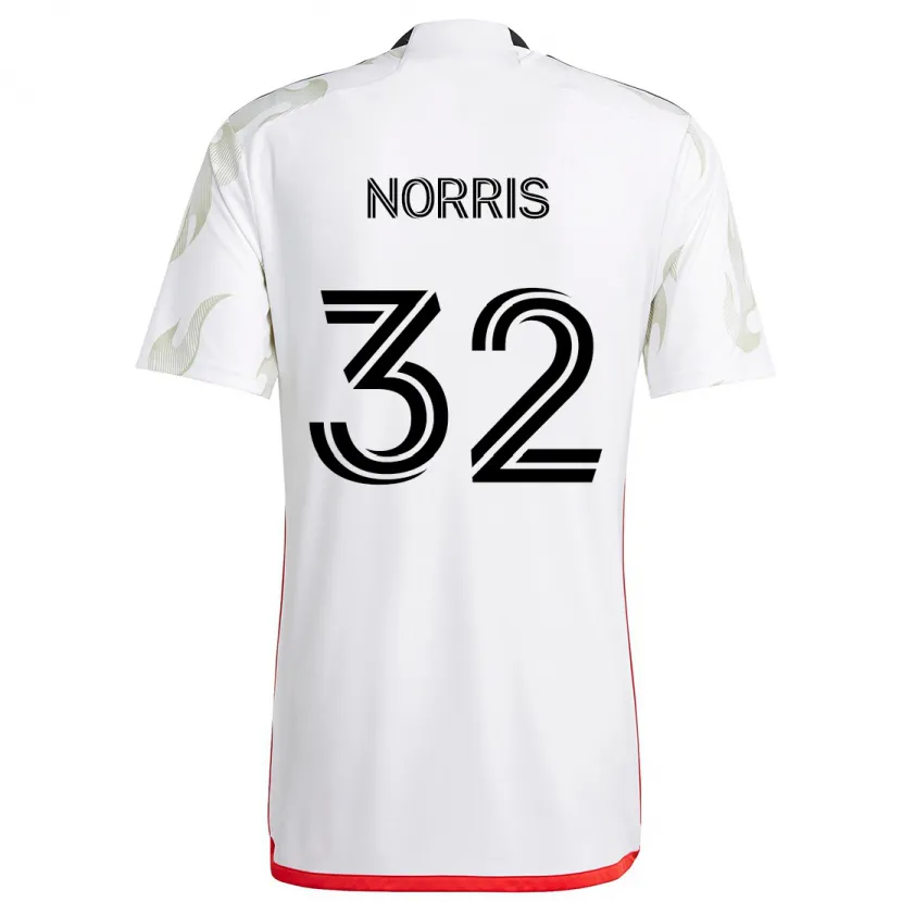 Danxen Enfant Maillot Nolan Norris #32 Blanc Rouge Noir Tenues Extérieur 2024/25 T-Shirt