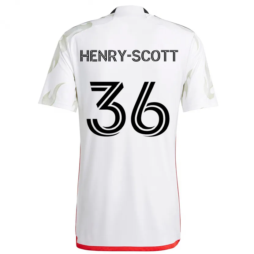 Danxen Enfant Maillot Malik Henry-Scott #36 Blanc Rouge Noir Tenues Extérieur 2024/25 T-Shirt