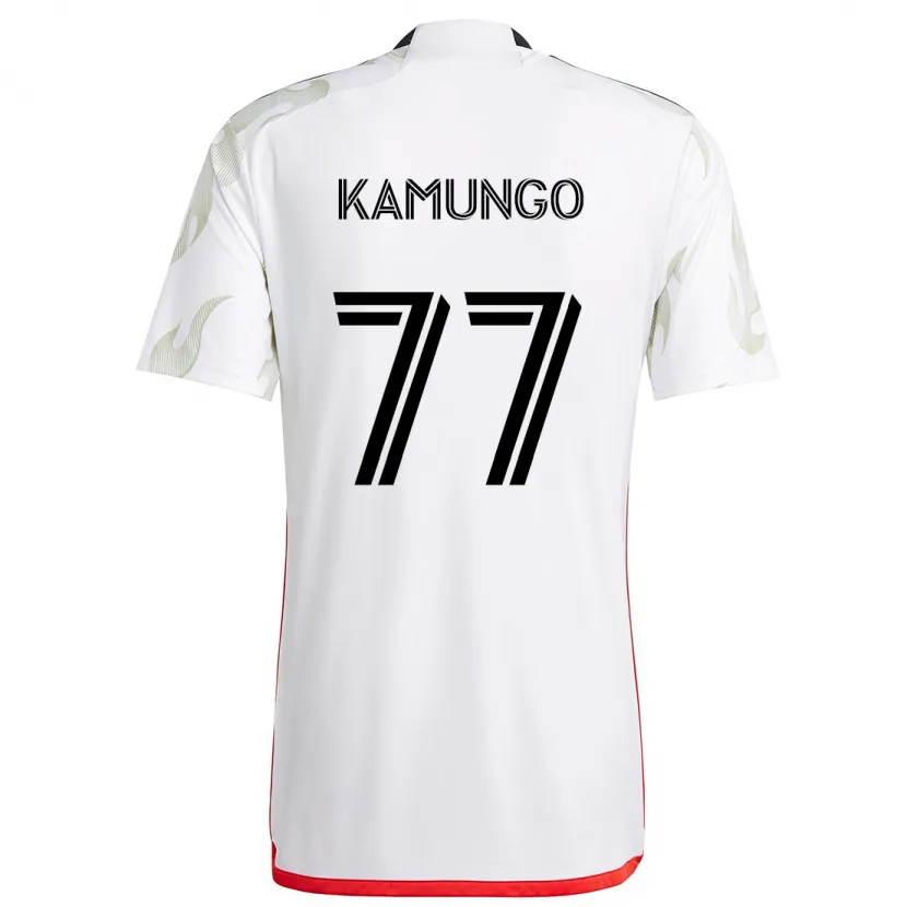 Danxen Enfant Maillot Bernard Kamungo #77 Blanc Rouge Noir Tenues Extérieur 2024/25 T-Shirt