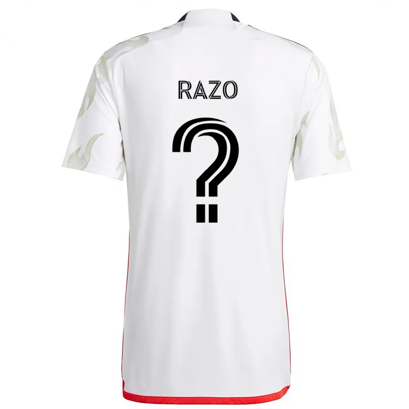 Danxen Enfant Maillot Edgar Razo #0 Blanc Rouge Noir Tenues Extérieur 2024/25 T-Shirt