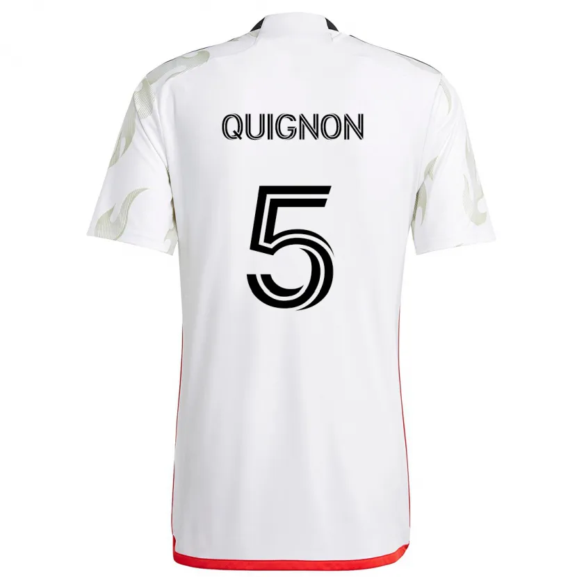 Danxen Enfant Maillot Facundo Quignón #5 Blanc Rouge Noir Tenues Extérieur 2024/25 T-Shirt