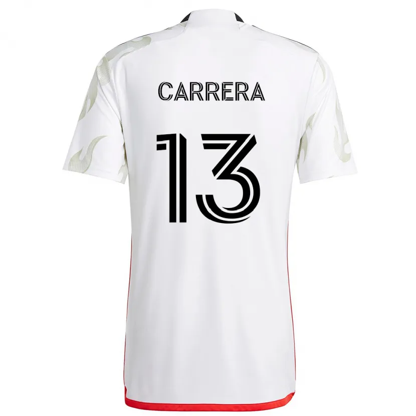 Danxen Enfant Maillot Antonio Carrera #13 Blanc Rouge Noir Tenues Extérieur 2024/25 T-Shirt