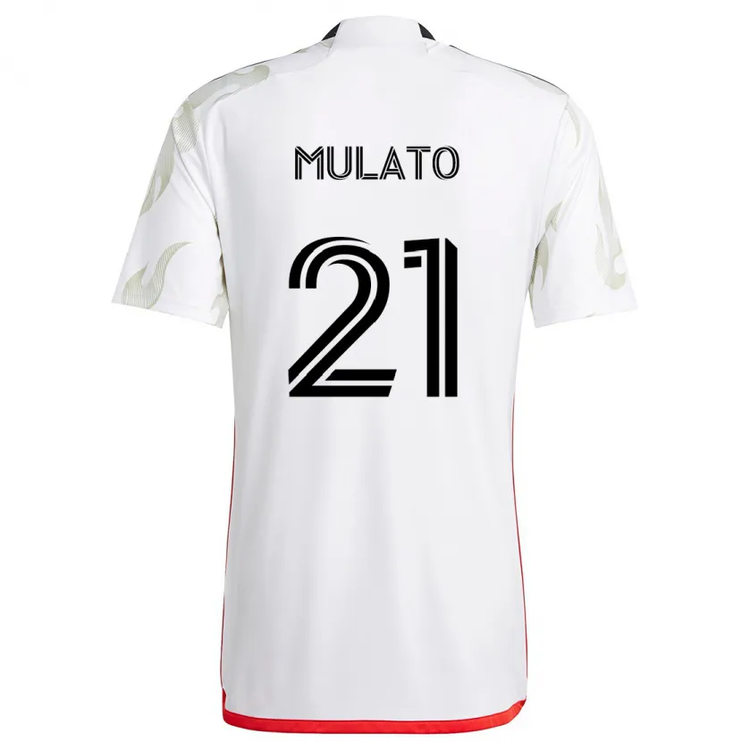 Danxen Enfant Maillot José Mulato #21 Blanc Rouge Noir Tenues Extérieur 2024/25 T-Shirt