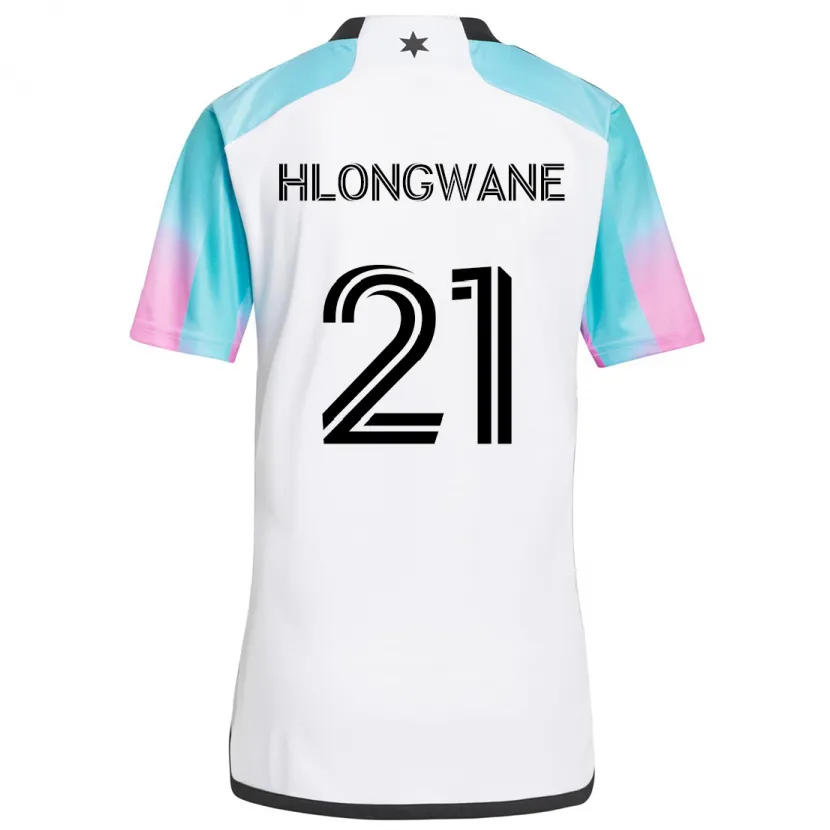 Danxen Enfant Maillot Bongokuhle Hlongwane #21 Blanc Bleu Noir Tenues Extérieur 2024/25 T-Shirt