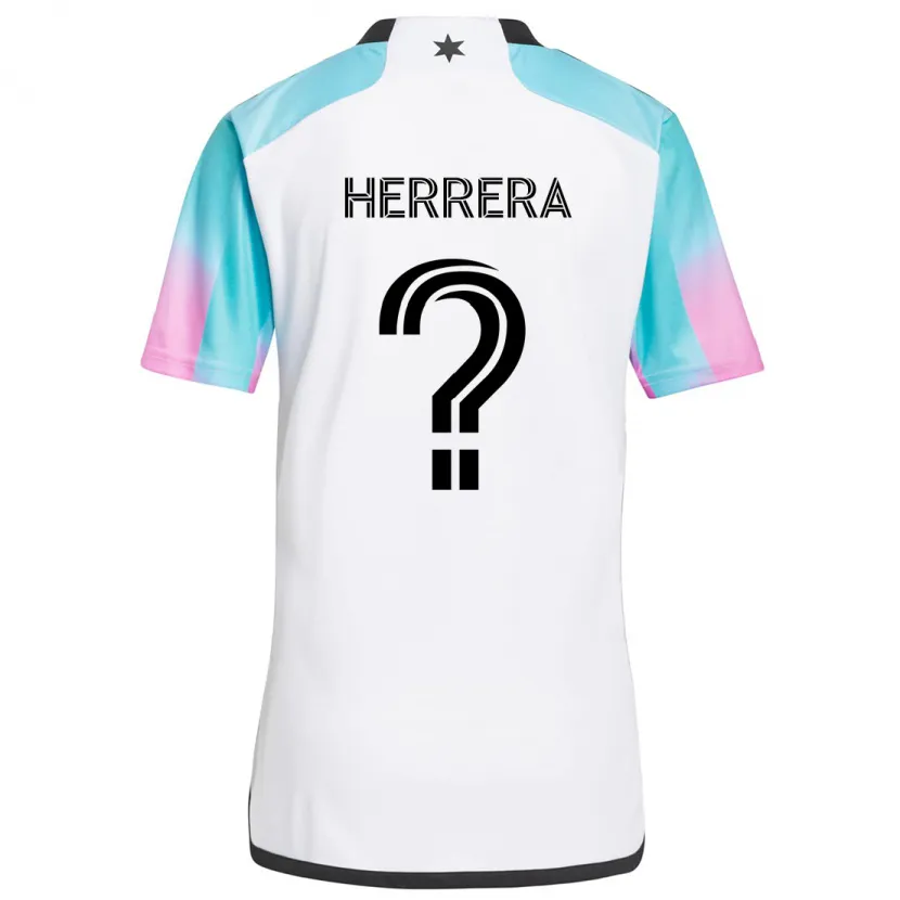 Danxen Enfant Maillot Oscar Herrera #0 Blanc Bleu Noir Tenues Extérieur 2024/25 T-Shirt