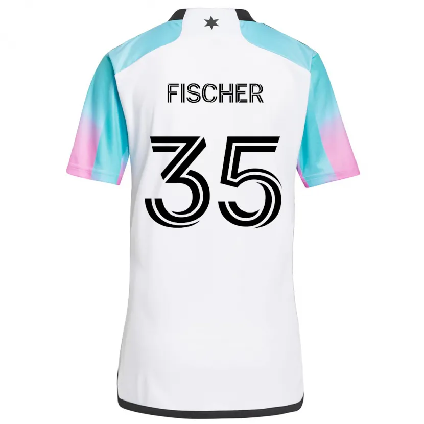 Danxen Enfant Maillot Britton Fischer #35 Blanc Bleu Noir Tenues Extérieur 2024/25 T-Shirt