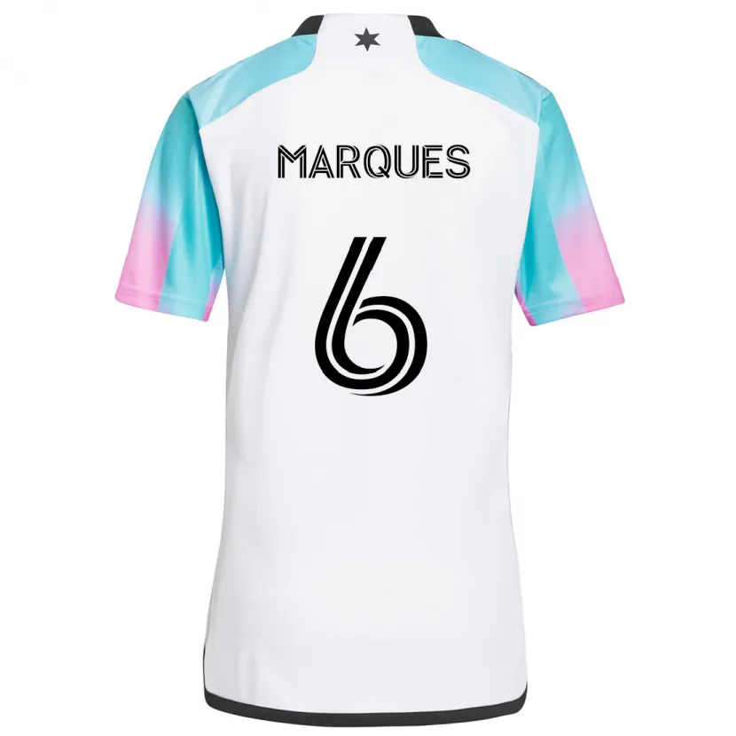 Danxen Enfant Maillot Mikael Marqués #6 Blanc Bleu Noir Tenues Extérieur 2024/25 T-Shirt