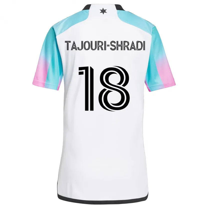 Danxen Enfant Maillot Ismael Tajouri-Shradi #18 Blanc Bleu Noir Tenues Extérieur 2024/25 T-Shirt