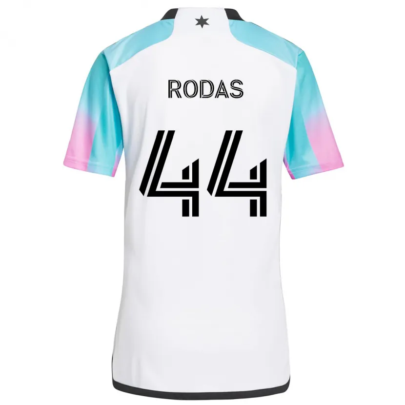 Danxen Enfant Maillot Geremy Rodas #44 Blanc Bleu Noir Tenues Extérieur 2024/25 T-Shirt