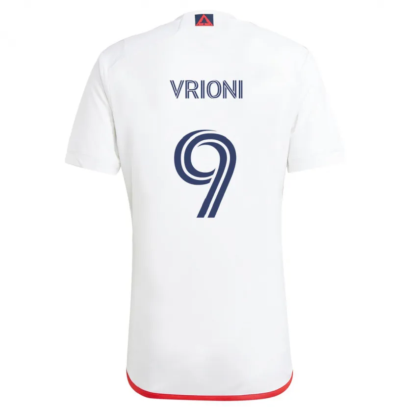 Danxen Enfant Maillot Giacomo Vrioni #9 Blanc Rouge Tenues Extérieur 2024/25 T-Shirt