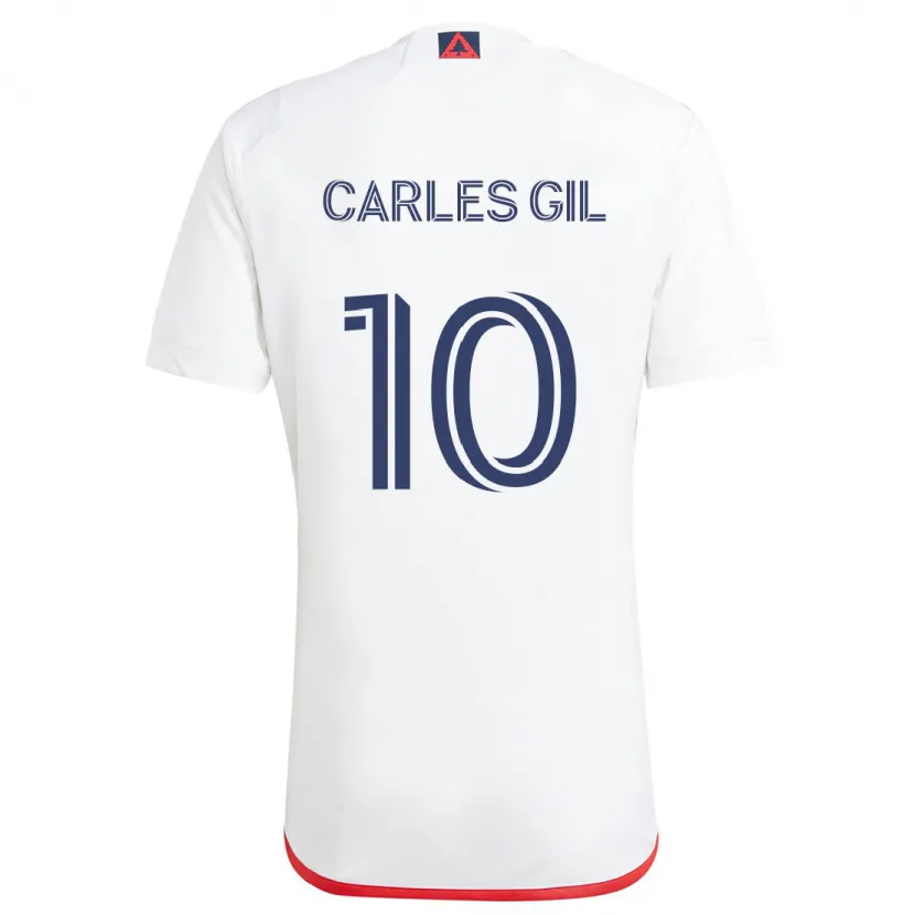 Danxen Enfant Maillot Carles Gil #10 Blanc Rouge Tenues Extérieur 2024/25 T-Shirt