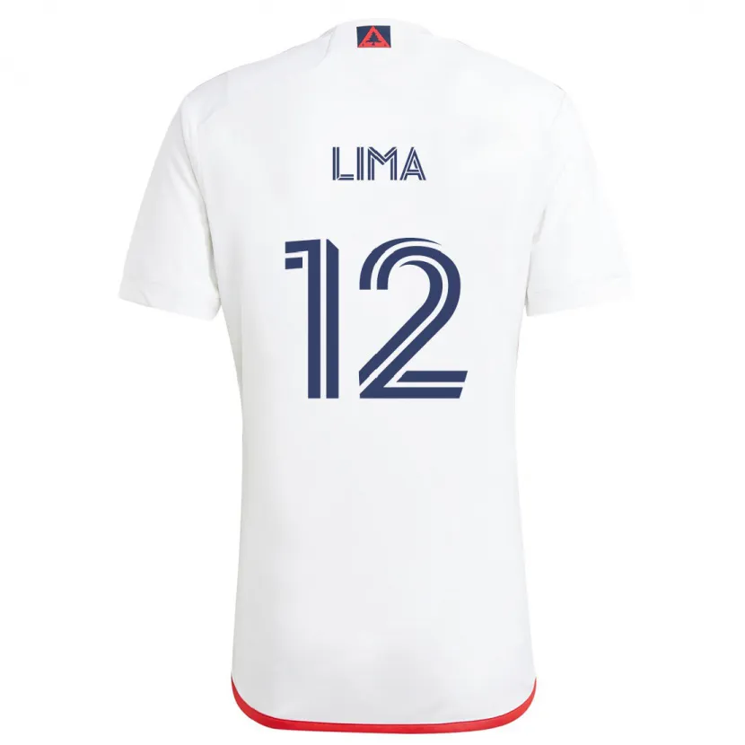 Danxen Enfant Maillot Nick Lima #12 Blanc Rouge Tenues Extérieur 2024/25 T-Shirt