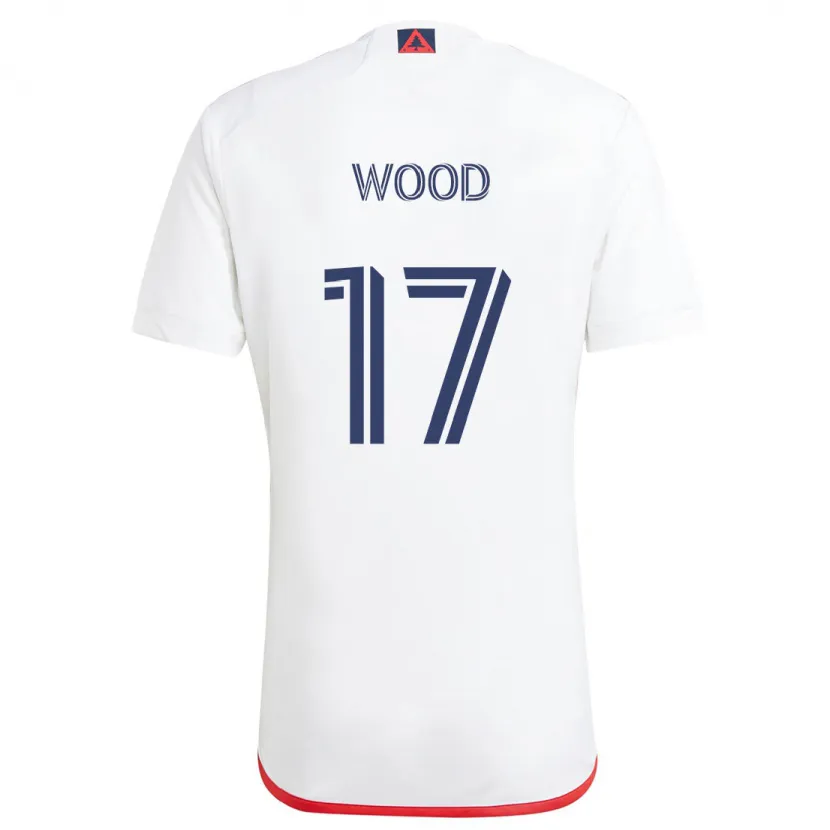 Danxen Enfant Maillot Bobby Wood #17 Blanc Rouge Tenues Extérieur 2024/25 T-Shirt