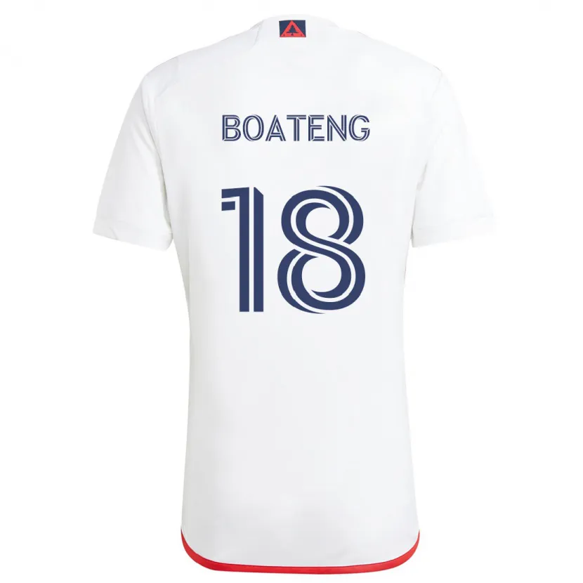 Danxen Enfant Maillot Emmanuel Boateng #18 Blanc Rouge Tenues Extérieur 2024/25 T-Shirt