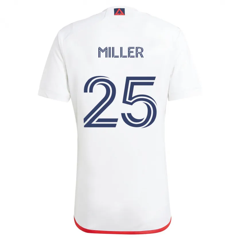 Danxen Enfant Maillot Peyton Miller #25 Blanc Rouge Tenues Extérieur 2024/25 T-Shirt