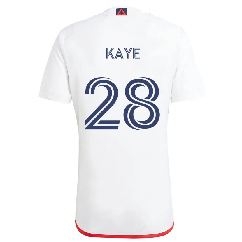 Danxen Enfant Maillot Mark-Anthony Kaye #28 Blanc Rouge Tenues Extérieur 2024/25 T-Shirt