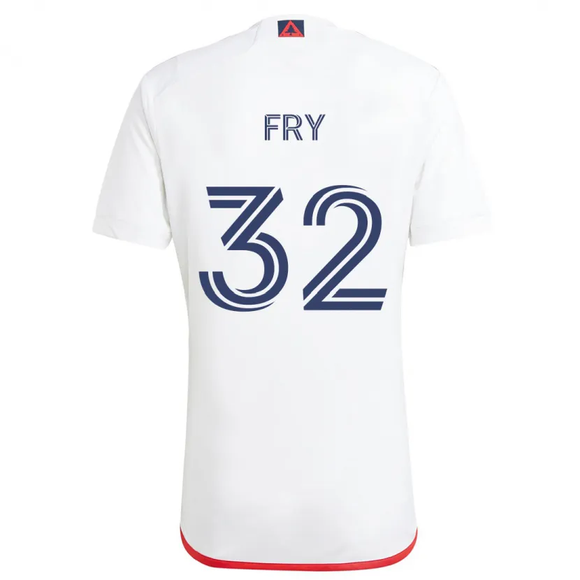 Danxen Enfant Maillot Malcolm Fry #32 Blanc Rouge Tenues Extérieur 2024/25 T-Shirt