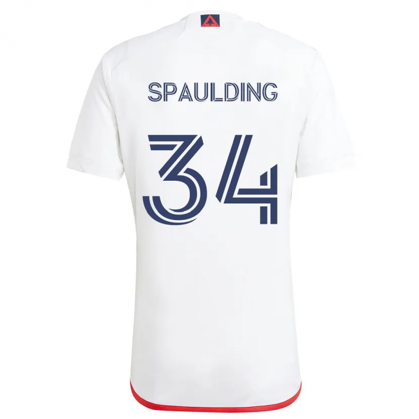 Danxen Enfant Maillot Ryan Spaulding #34 Blanc Rouge Tenues Extérieur 2024/25 T-Shirt