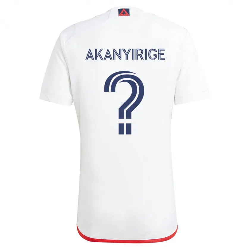 Danxen Enfant Maillot Jacob Akanyirige #0 Blanc Rouge Tenues Extérieur 2024/25 T-Shirt