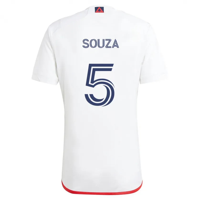 Danxen Enfant Maillot Victor Souza #5 Blanc Rouge Tenues Extérieur 2024/25 T-Shirt