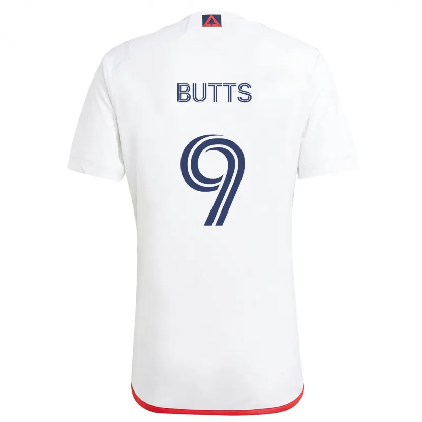 Danxen Enfant Maillot Liam Butts #9 Blanc Rouge Tenues Extérieur 2024/25 T-Shirt