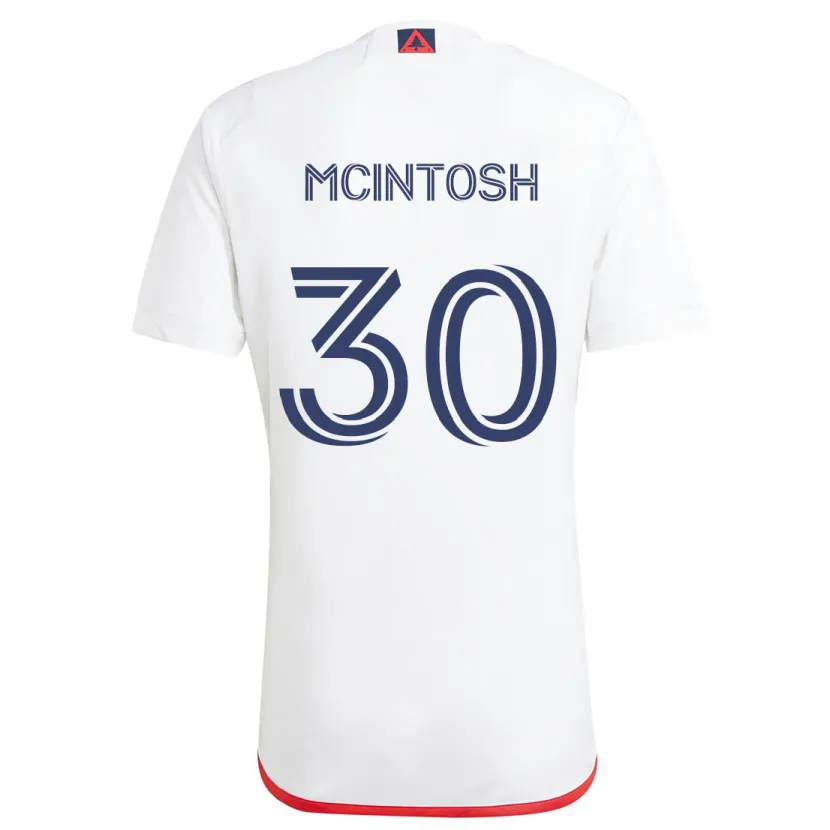 Danxen Enfant Maillot Damario Mcintosh #30 Blanc Rouge Tenues Extérieur 2024/25 T-Shirt