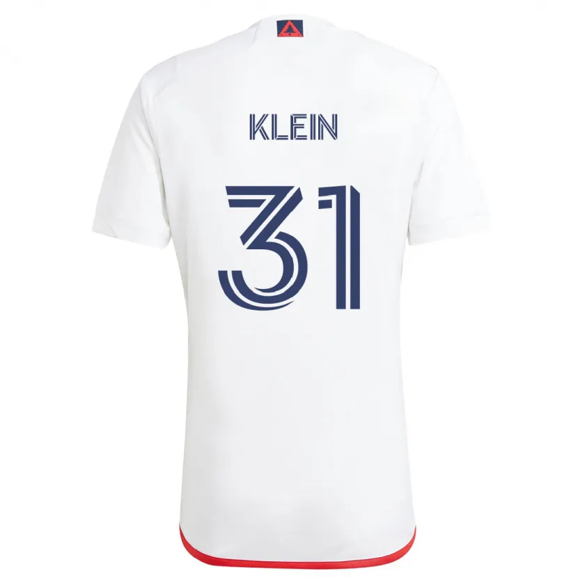 Danxen Enfant Maillot Eric Klein #31 Blanc Rouge Tenues Extérieur 2024/25 T-Shirt