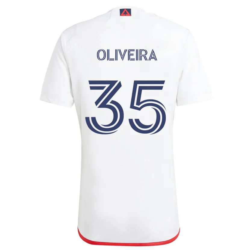 Danxen Enfant Maillot Cristiano Oliveira #35 Blanc Rouge Tenues Extérieur 2024/25 T-Shirt