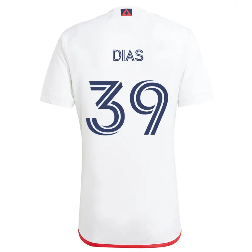 Danxen Enfant Maillot Marcos Dias #39 Blanc Rouge Tenues Extérieur 2024/25 T-Shirt