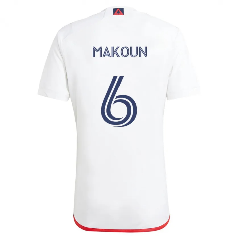 Danxen Enfant Maillot Christian Makoun #6 Blanc Rouge Tenues Extérieur 2024/25 T-Shirt