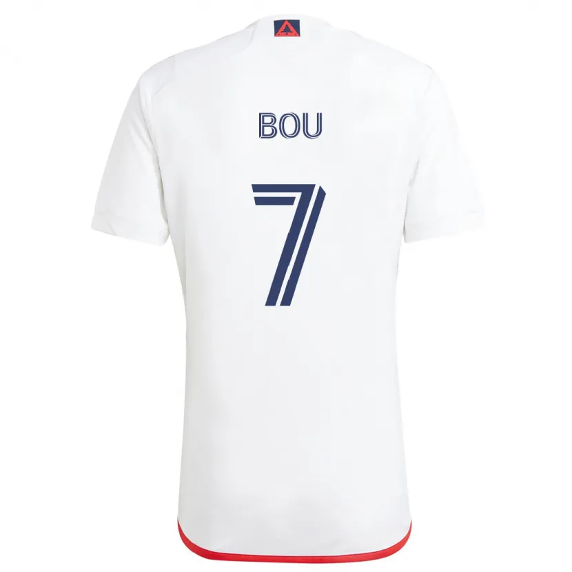 Danxen Enfant Maillot Gustavo Bou #7 Blanc Rouge Tenues Extérieur 2024/25 T-Shirt