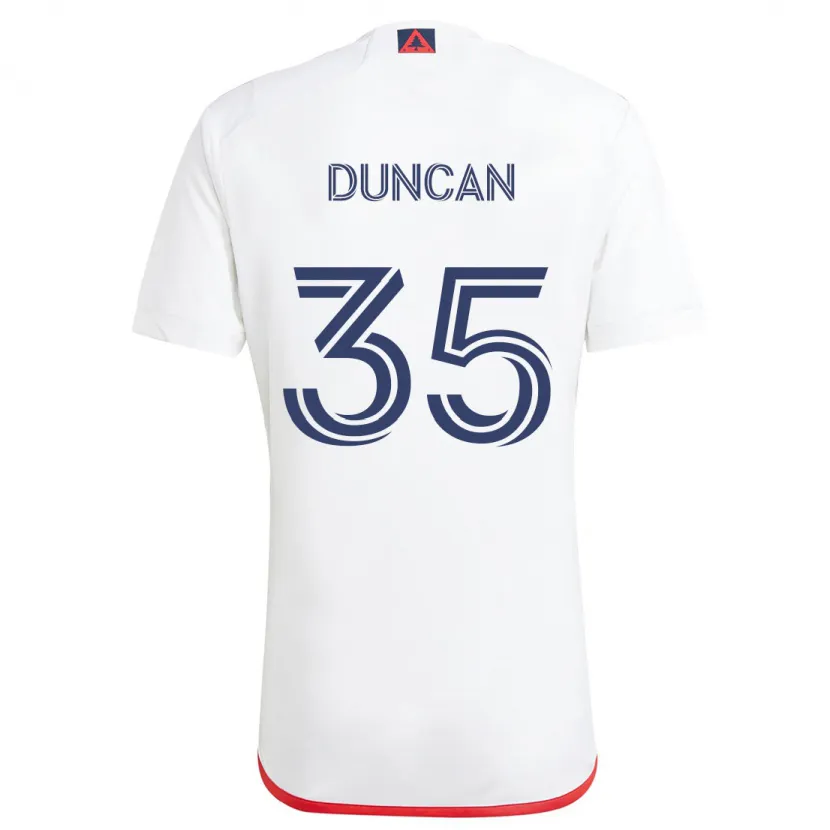 Danxen Enfant Maillot Nakye Greenidge-Duncan #35 Blanc Rouge Tenues Extérieur 2024/25 T-Shirt