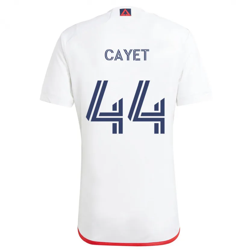 Danxen Enfant Maillot Pierre Cayet #44 Blanc Rouge Tenues Extérieur 2024/25 T-Shirt