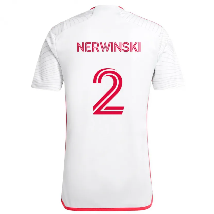 Danxen Enfant Maillot Jake Nerwinski #2 Blanc Rouge Tenues Extérieur 2024/25 T-Shirt