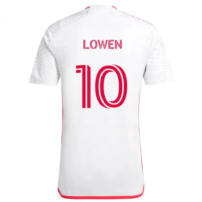 Danxen Enfant Maillot Eduard Löwen #10 Blanc Rouge Tenues Extérieur 2024/25 T-Shirt