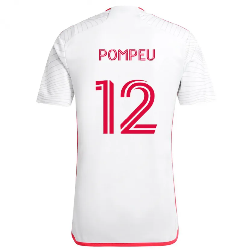 Danxen Enfant Maillot Célio Pompeu #12 Blanc Rouge Tenues Extérieur 2024/25 T-Shirt