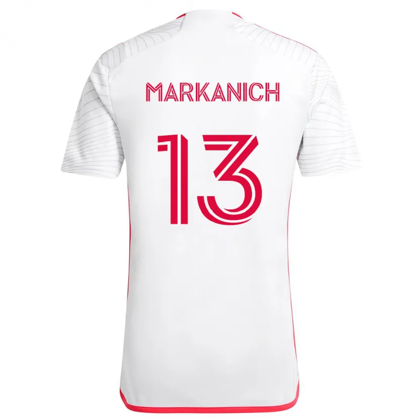 Danxen Enfant Maillot Anthony Markanich #13 Blanc Rouge Tenues Extérieur 2024/25 T-Shirt