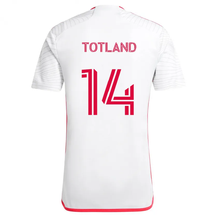 Danxen Enfant Maillot Tomas Totland #14 Blanc Rouge Tenues Extérieur 2024/25 T-Shirt