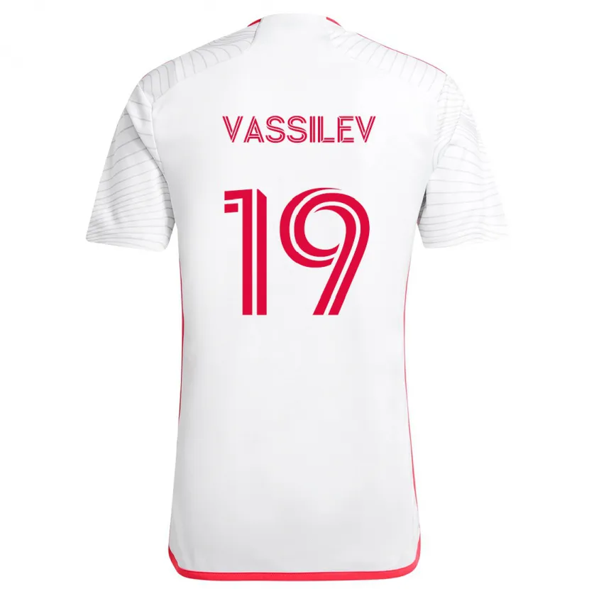 Danxen Enfant Maillot Indiana Vassilev #19 Blanc Rouge Tenues Extérieur 2024/25 T-Shirt