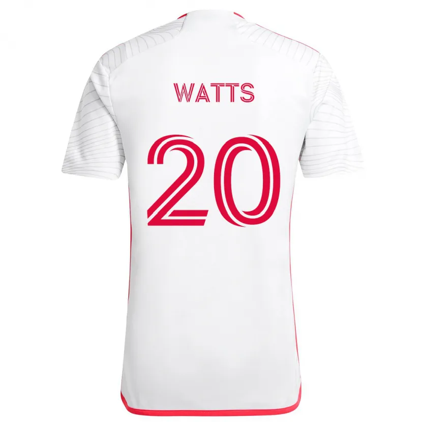 Danxen Enfant Maillot Akil Watts #20 Blanc Rouge Tenues Extérieur 2024/25 T-Shirt